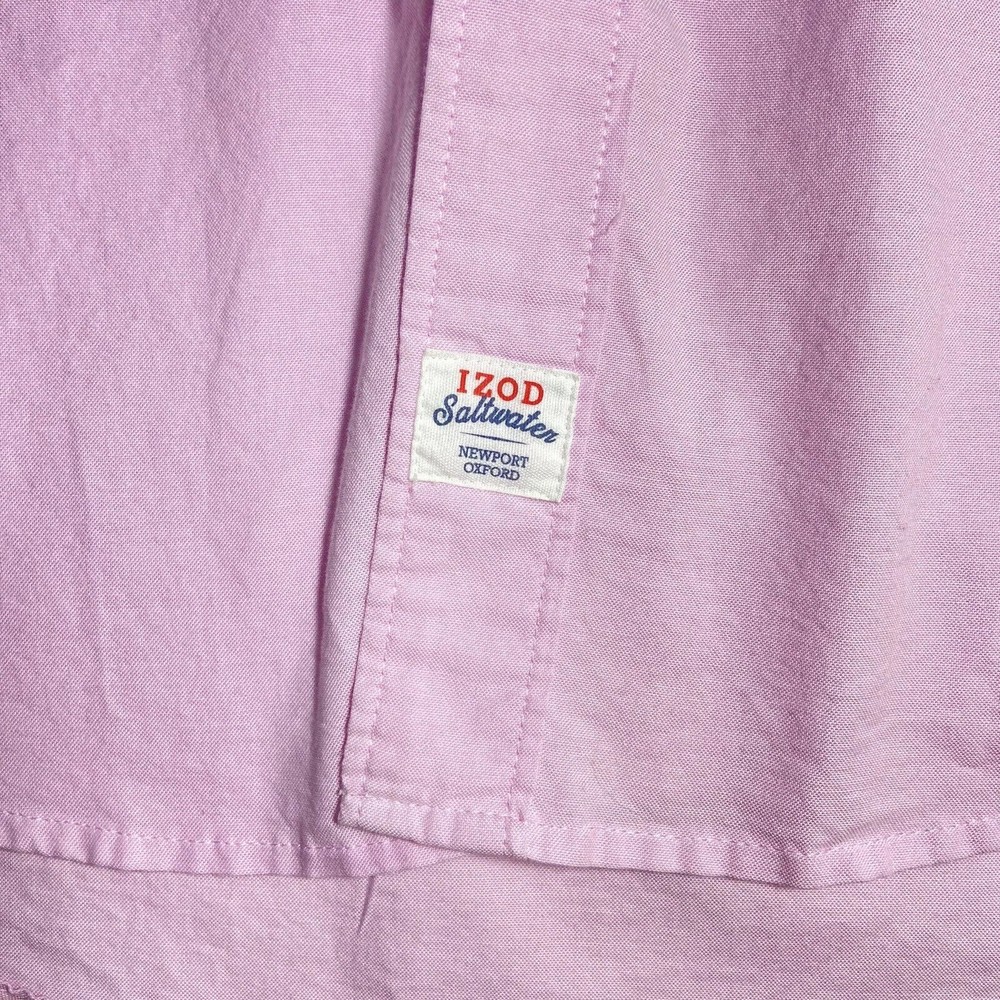 IZOD Saltwater Relaxed Classics Mens Shirt Size Large Pink Button Down Shirt - Picture 5 of 8